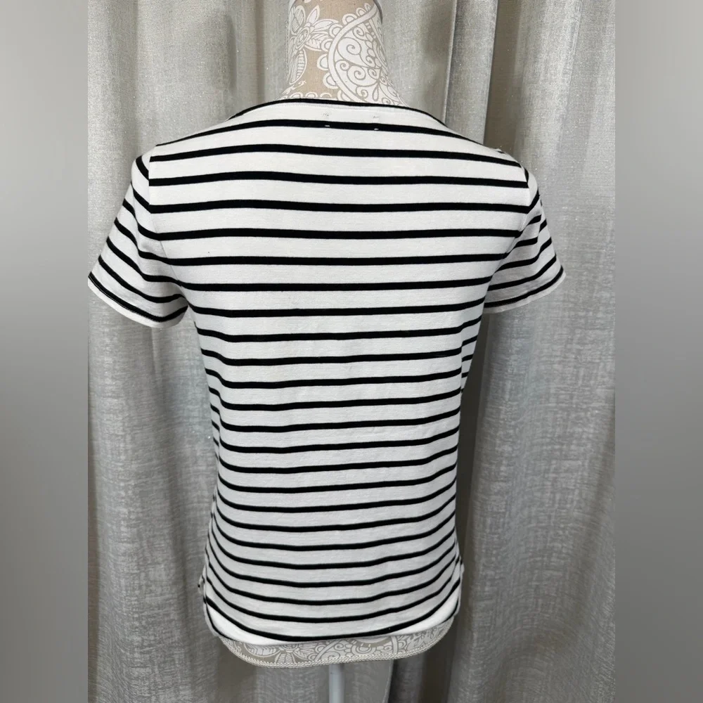 American Living Striped Tie-Front Top (Size M) - Picture 6 of 6
